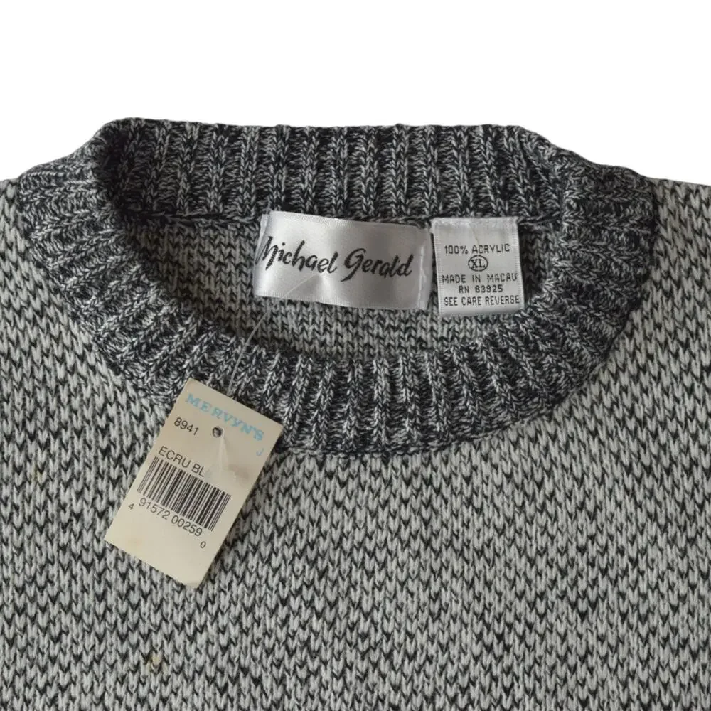 Vintage Michael Gerald Black & White Knit Sweater XL Deadstock